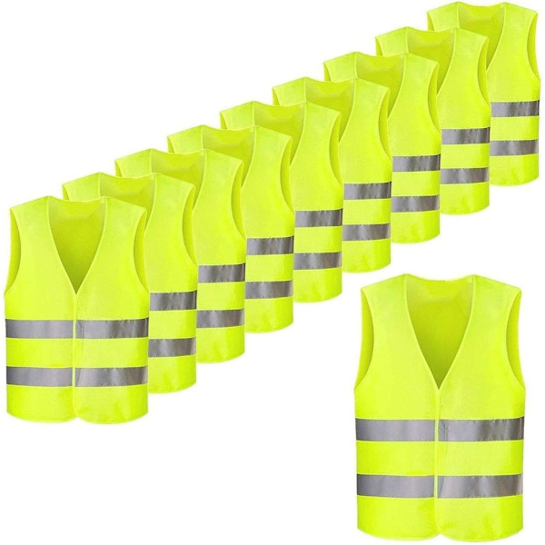 10x advarselsvest, reflekterende sikkerhetsvest, punkteringsvest for biler, biler, lastebiler