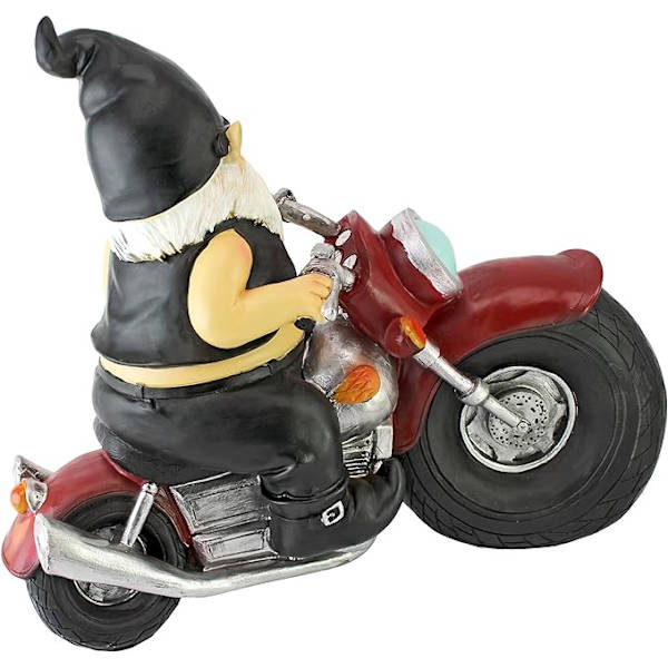 Havehave kørende motorcykel dværg harpiks håndværk gårdhave statue