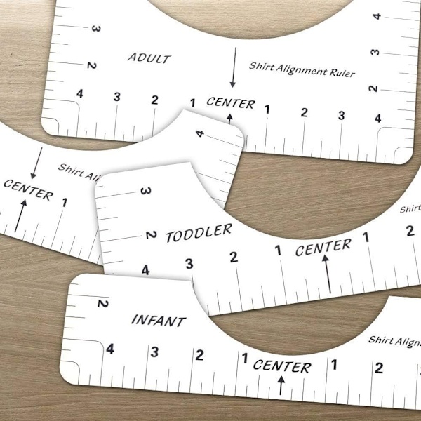 T-shirt lineal instruktioner, rund hals T-shirt guide lineal, lineal til
