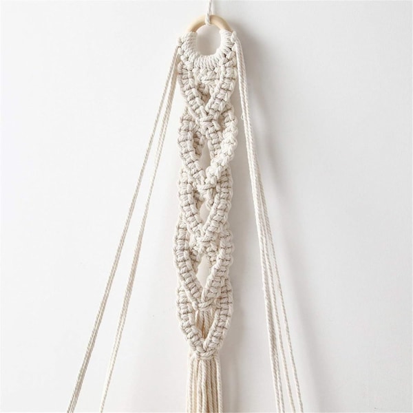 Macrame väggdekoration i trä, boho väggdekoration gobeläng växtkruka