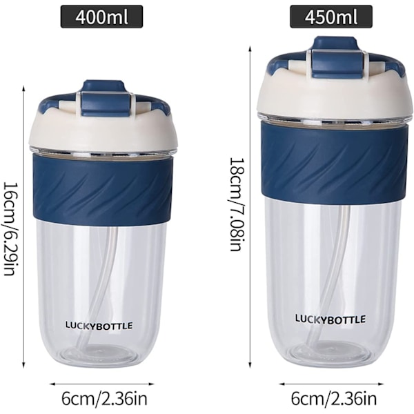 7#MF Stor kapacitet sugrör drickskopp söt student bärbar bekväm plastkopp kopp, blå 7#ez,M