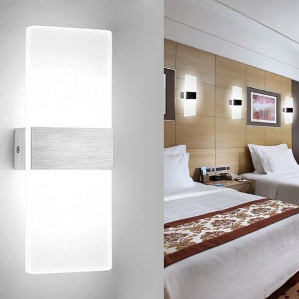 Klighten 2 st vägglampa LED inomhus 12W vägglampa akryl väggbelysning