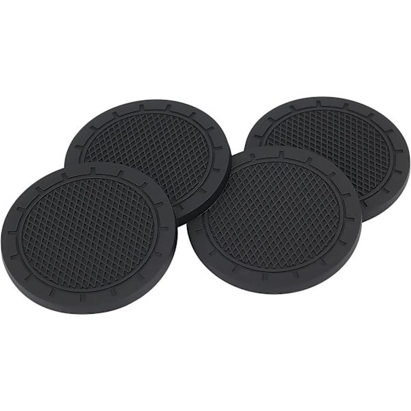 4 stk. PVC kopholdere til biler, PVC kopholder, bilinteriør tilbehør - silikoneunderlag (sort).