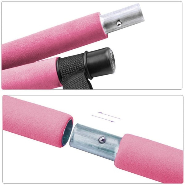 Pilates Bar Kit med modstandsbånd, multifunktionel bærbar hjemmetræning pink