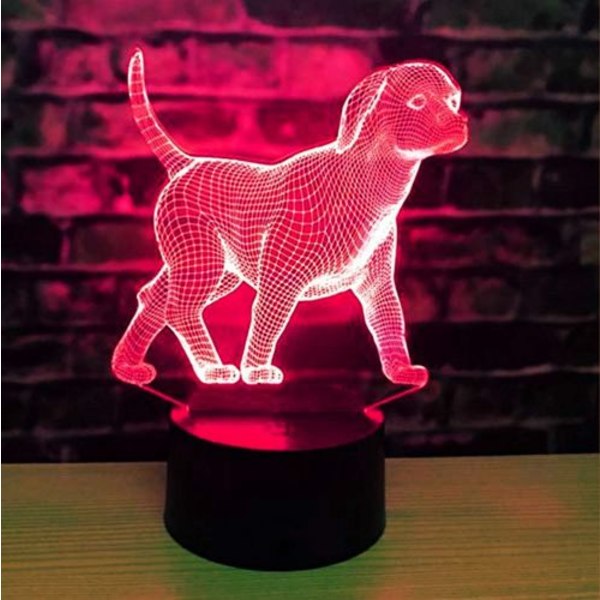 3D LED-hundelampe med fargeskiftende bryter, perfekt borddekorasjon