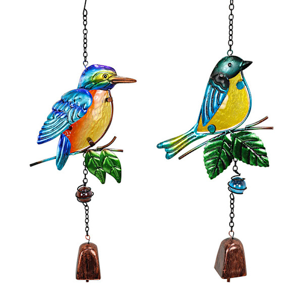 Birdie Bells håndlaget glassmaleri anheng Hagedekorasjon