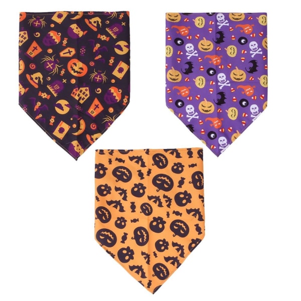 3-delt Halloween Hunde Bandanas Vendelig Hunde Halstørklæde Vaskbar Trekant