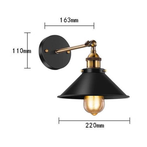 Vintage vägglampa Kreativ vägglampa Roterbar Metallvägg Svart 2
