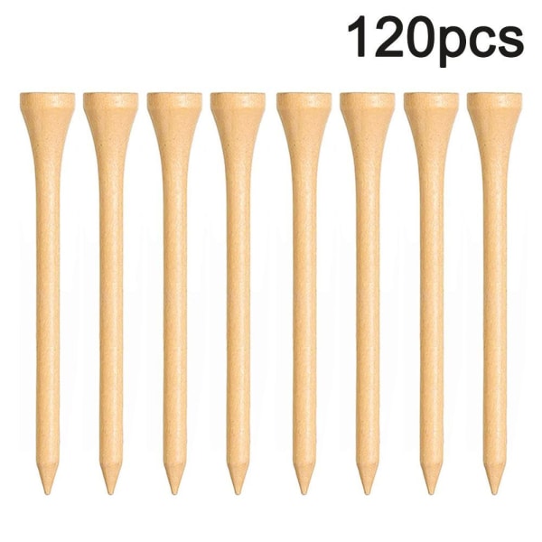 Golf tees bambu set, 120 stycken, träfärg, 70 mm