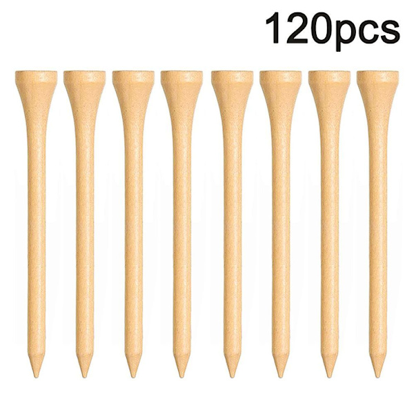 Golf tees bambus sæt, 120 stk., træfarve, 70 mm