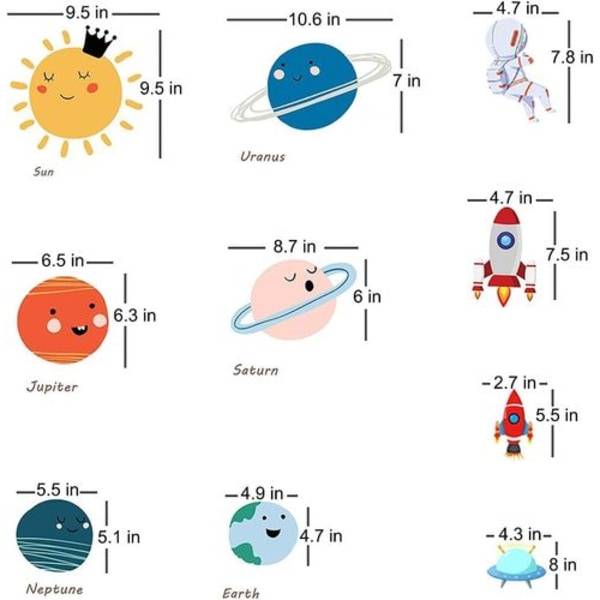 Space planet väggdekaler för barnrum, baby och barnrum väggdekaler,