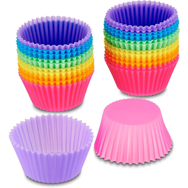 Genanvendelige silikone-bageforme, muffinkopper - sæt med 24, flerfarvet