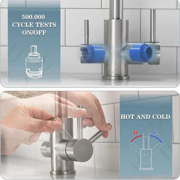 3-vejs køkkenhane - 360 roterbar - 3-i-1 vandfilter mixer tap - drikkevand H