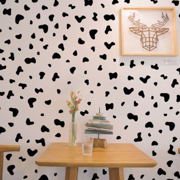 Suuret mustat lehmän seinätarrat Kuori ja kiinnitä moderneja seinätarroja