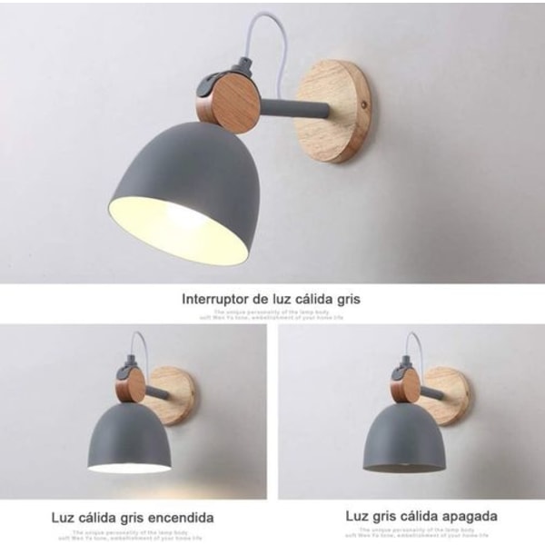 Applique i tre, moderne innendørs vegglampe, metall og tre, farge