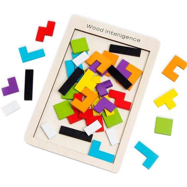 Tetris träpussel leksak från 3 år pojkar Tetris tangram träpussel