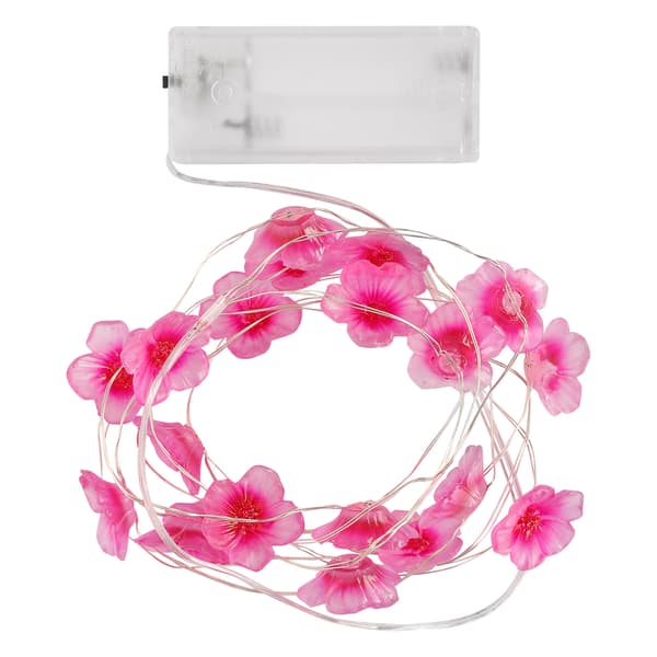Rosarøde LED-blomsterlys, utvidbar blinkende plastlampe for terrassepynt
