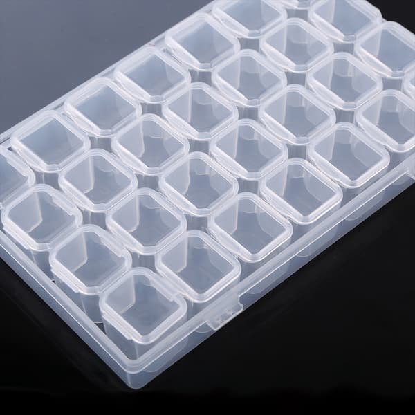 Clear Plastic 28 Compartments Adjustable Tablet Medicine Pill Jewelry Storage Box Container