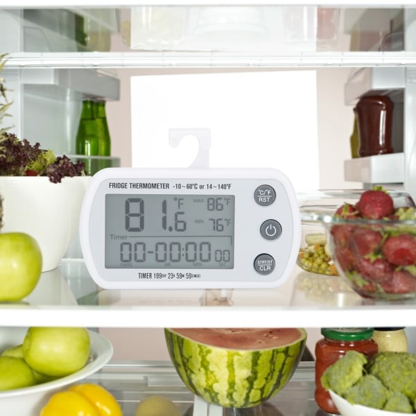 Bärbar hushållskök LCD Vattentät Elektrisk Digital Kylskåp Timing Termometer Tester