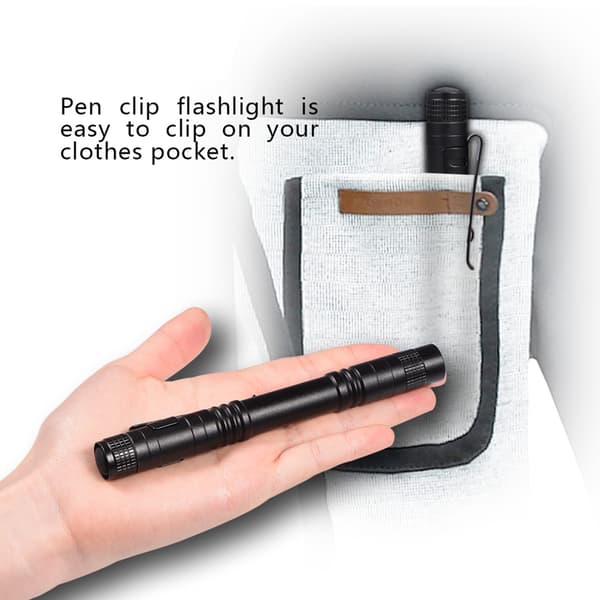 Mini Portable LED Pen Clip Flashlight High Brightness Torch Battery Powered