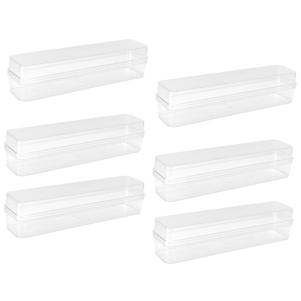 6 set genomskinlig plastlåda med lock Rektangelkaka presentförpackning för Sushi-godistillbehör