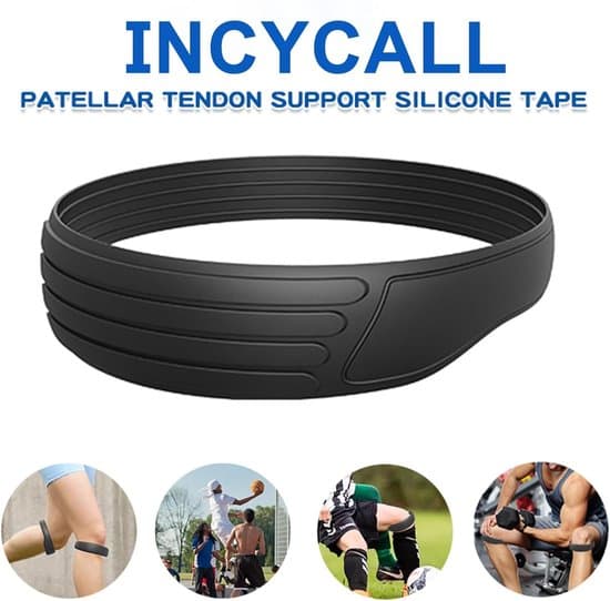 Silicone Knee Strap with Patella Support - Stable Non-Slip, Extra Friction/Width - High-Quality Silicone - Black - 2 Pieces