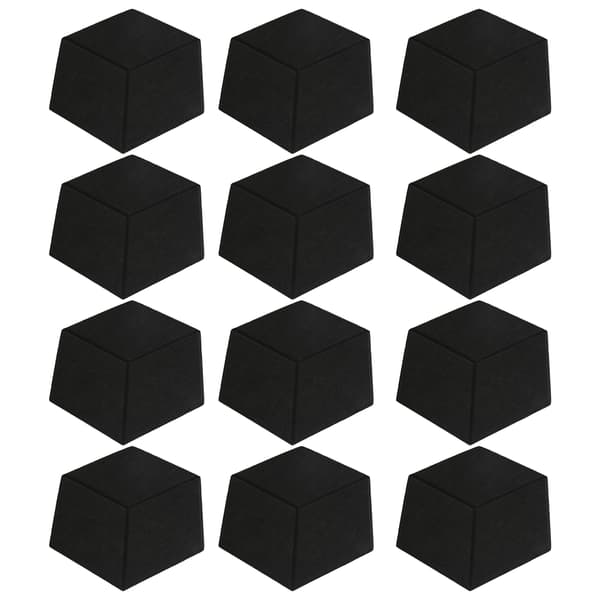 12 stk. lydabsorberende kiler, sekskantede fasede akustikkpaneler for innspillingsstudio, svart