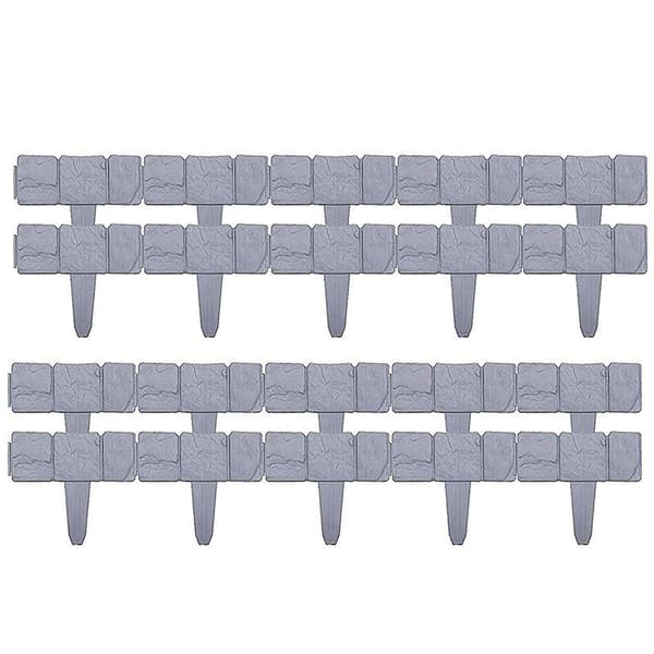Garden Fence Edging Plastic Stone Effect Flower Bed Lawn Plant Decorative Edging Panels 20PCS