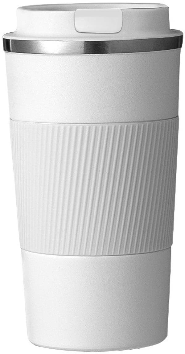 Isolert krus i rustfritt stål - Isolert krus - Egnet for varme drikker - Dobbel isolasjon - 510 ml - Hvit