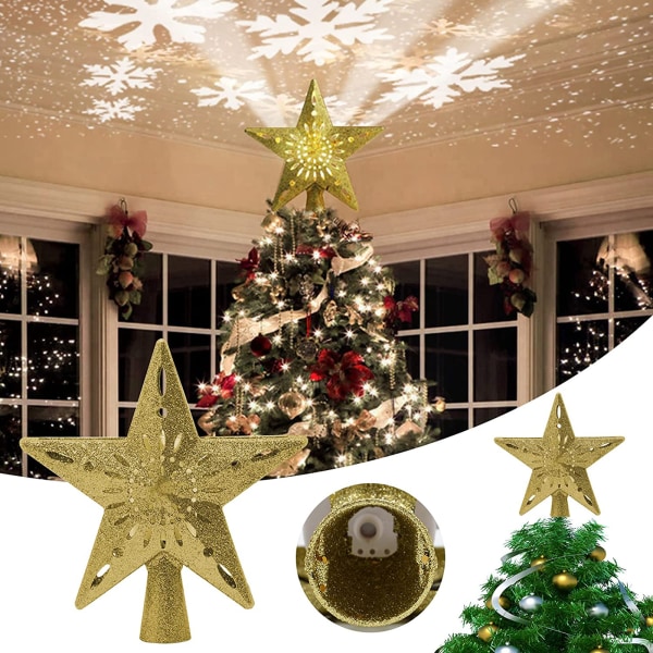 LED Snowflake Projector Star Christmas Tree Topper