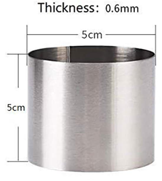 5-delt rund kageform i rustfrit stål 5*5*5 cm, mousseform, udstikker til bagværk, mousser, desserter - Sølv