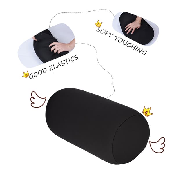 Micro Mini Microbead Pillow Roll Pillow Travel Home Seat Sleeping Neck Rest Black