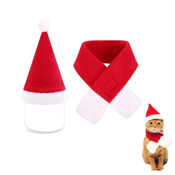 Pet Christmas Hat och Scarf Set Pet Christmas Costume Pet Accessoarer