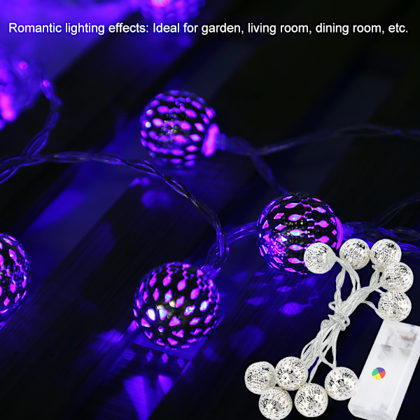 1,2 m 10 LED Kugleformet Feelysslynge til Soveværelse, Græs, Landskab, Have, Hjem, Ferie - Blå