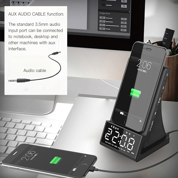Trådlös Bluetooth-laddare väckarklocka