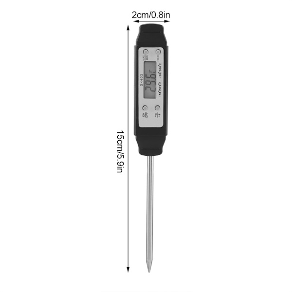 1 st digital termometer för mat med omedelbar avläsning, köksredskap för grillning av kött (svart)