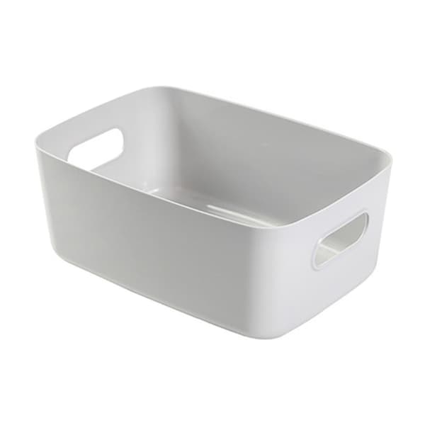 Desktop Storage Basket PP Cosmetic Storage Box Desktop Organizer with Handle for Household Large Grey