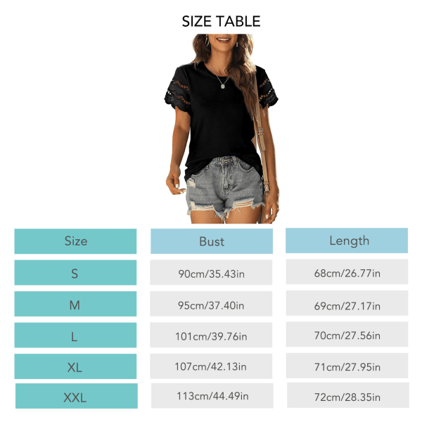 Naisten Pitsi Lyhythihainen Rento Pyöreäkaulainen T-paita Yksiväriinen Kesä Yläosa Ostoksille Treffailuun Musta XL