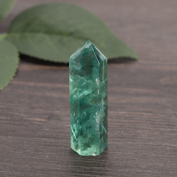 Kristallkvarts Naturlig Grön Fluorit Hexagonal Kristallkolumn Fluorit Energistol （ 5-7cm）