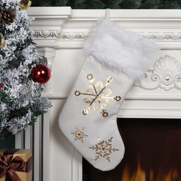 Christmas Stocking Candy Bag Snowflake Sequin Christmas Stocking