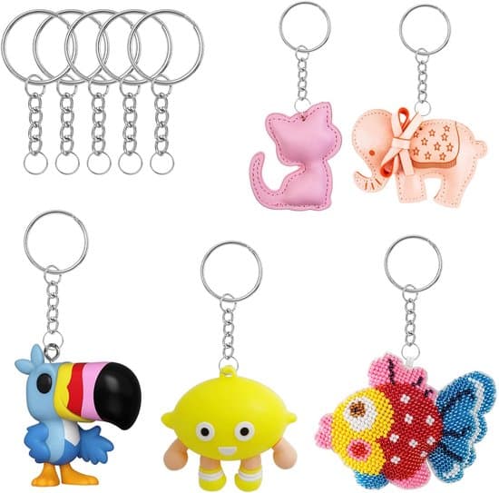 - Keychains 100 pieces - Keychain with chain - Split metal ring - DIY keychain - Craft set - High quality metal