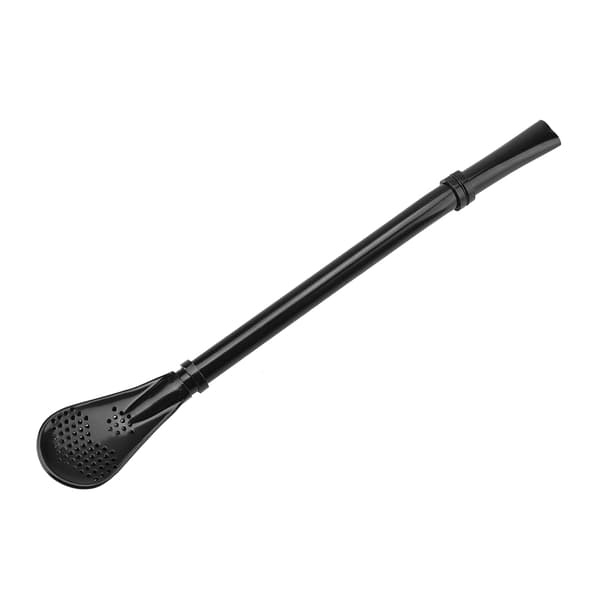 Stainless Steel Straw Spoon, Reusable, Washable Stirring Spoon, Black