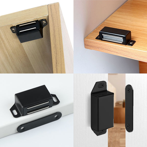 2 stk. Magnetiske Dørgreb i Rustfrit Stål til Badeværelse, Køkken, Skydedør, Vindue, Skab - Stærke Magnetiske Skabslåse, Magnetisk Hardware &