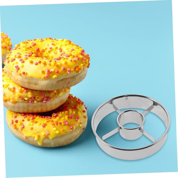 Professionel doughnutform og udstikker i rustfrit stål (9,8 cm) - Centerhulsudstikker til hjemmelavede doughnuts og kager