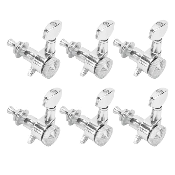 6 st låsbara gitarrsträngstämningspinnar i metall, förseglade stämskruvar, nyckelsats, silver, 6 vänsterpinnar