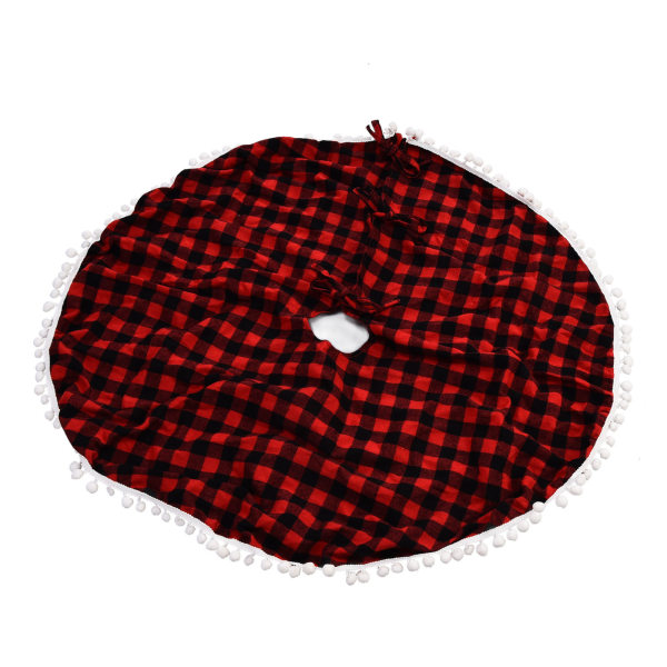 Julgranskjol Röd och svart rutig golvmatta Cover Matta för julfest heminredning