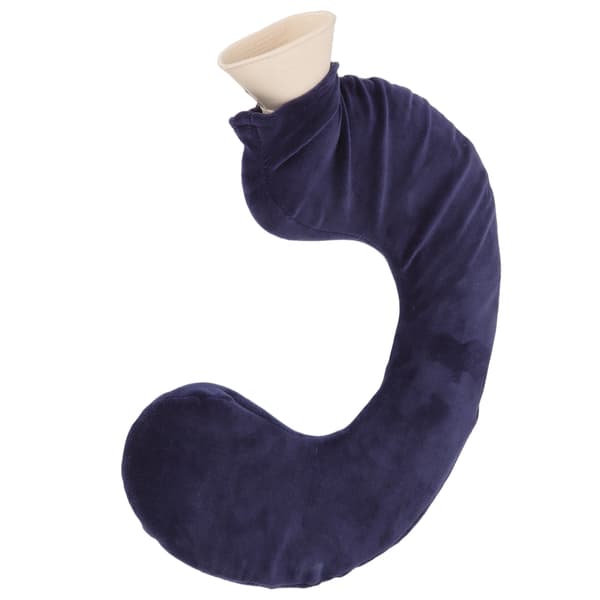 U-shaped Neck Warmer Hot Water Bottle, Soft Rubber Heat Pack with Removable Navy Fabric Cover