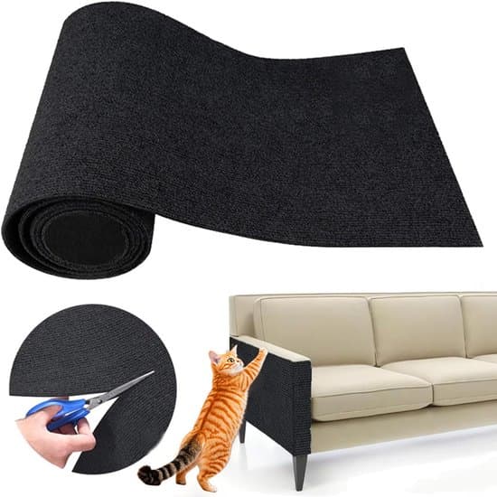 Cat Scratch Mat, Carpet Scratch Board, Cuttable, 60*200cm, Replacement for Cat Tree, Sofa Protector, Bedroom, Living Room - Black