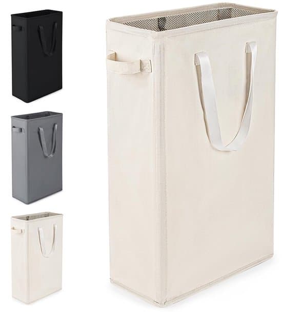Foldable Laundry Basket - Slim 45-Liter Capacity, with Handles and Lid, a Space-Saving Storage Solution.