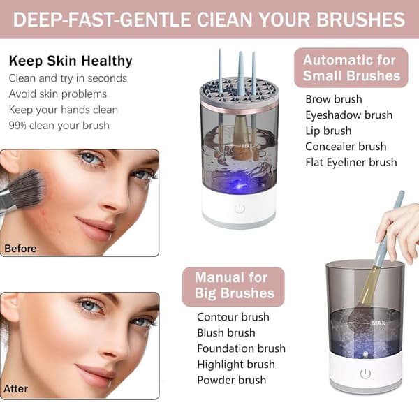 Electric Makeup Brush Cleaner, Automatic Makeup Brush Cleaner, Rotating Makeup Brush Cleaner, Suitable for All Sizes of Makeup Brushes.